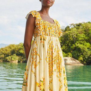 FARM Rio Off White Cashew Crossed Back Dress — Medium
